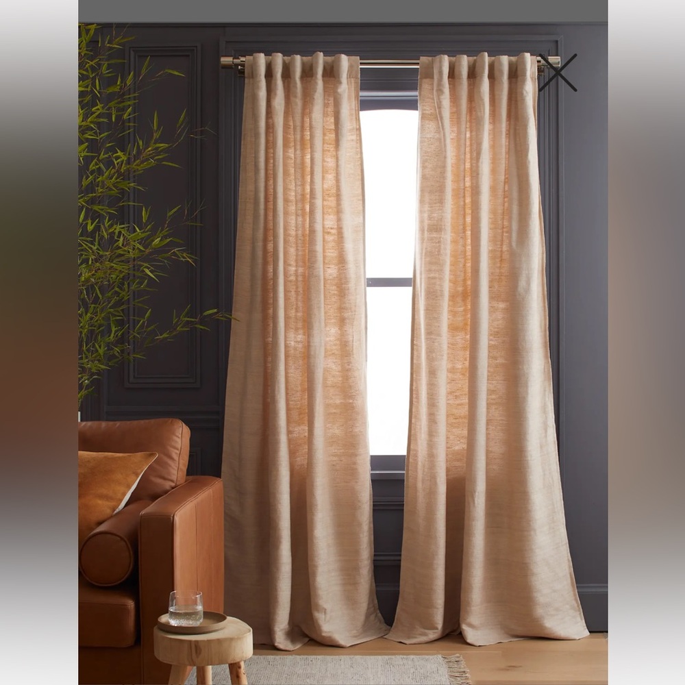 Quince Raw silk light filtering curtain in Sand 48x108 2 panels